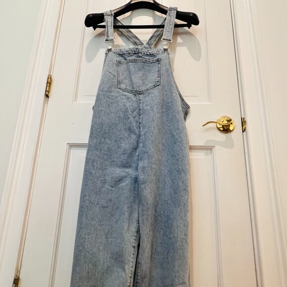 NEW WeWoreWhat We Wore What Blue Indigo Denim Cuffed Overalls Size Small - Picture 6 of 16